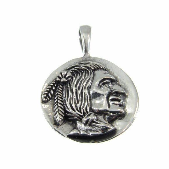 Handcrafted Solid 925 Sterling Silver Native American Indian Head Pendant - Picture 2 of 6